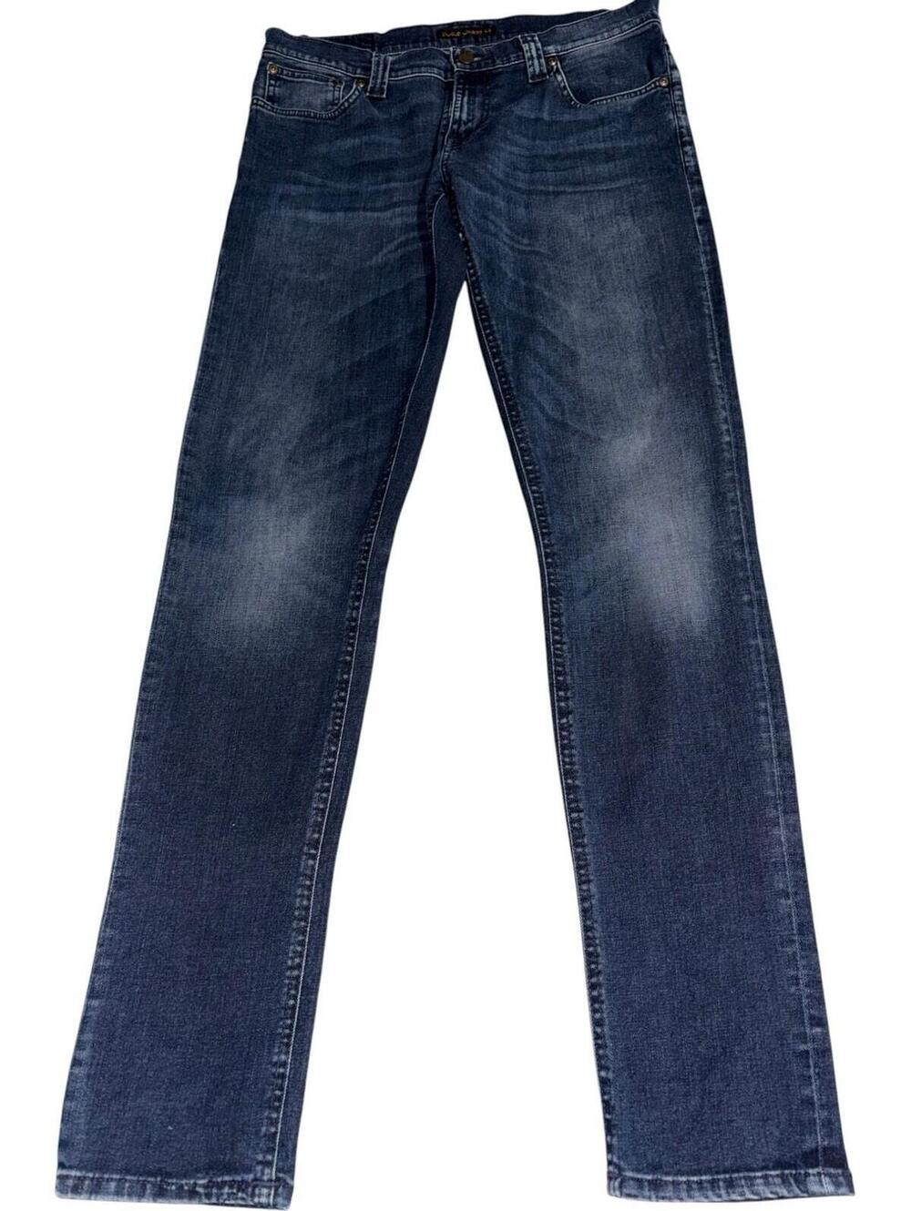 $199 30x34 Nudie Jeans Tight Long John Org Blue Dot Denim Skinny Vintage Y2k Vtg